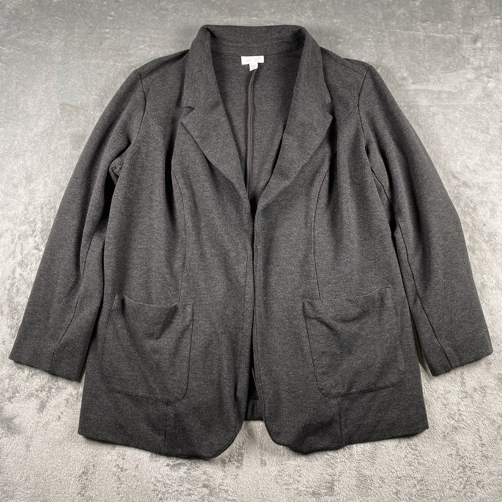 J Jill Ponte Blazer Womens Size 1X Grey Stretch Open Blazer Jacket Office Travel
